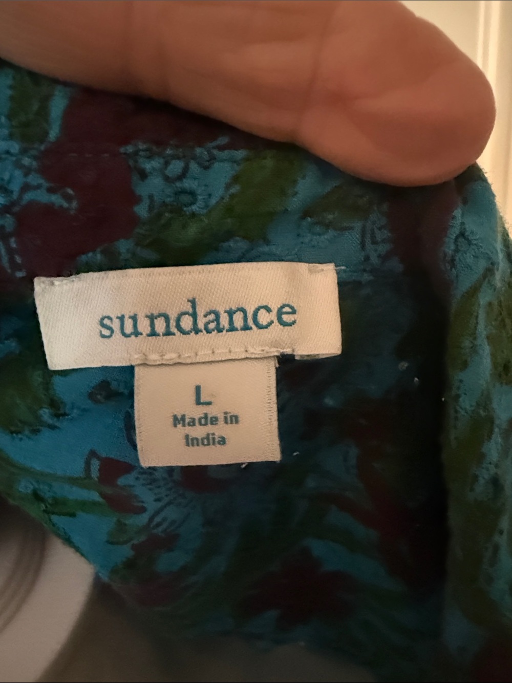 Sundance Teal and Plum eyelet Floral Button-Down Shirt - Picture 2 of 10